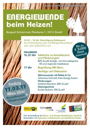 Ansicht Plakat KEM Zwettl Heizen mit Holz V2